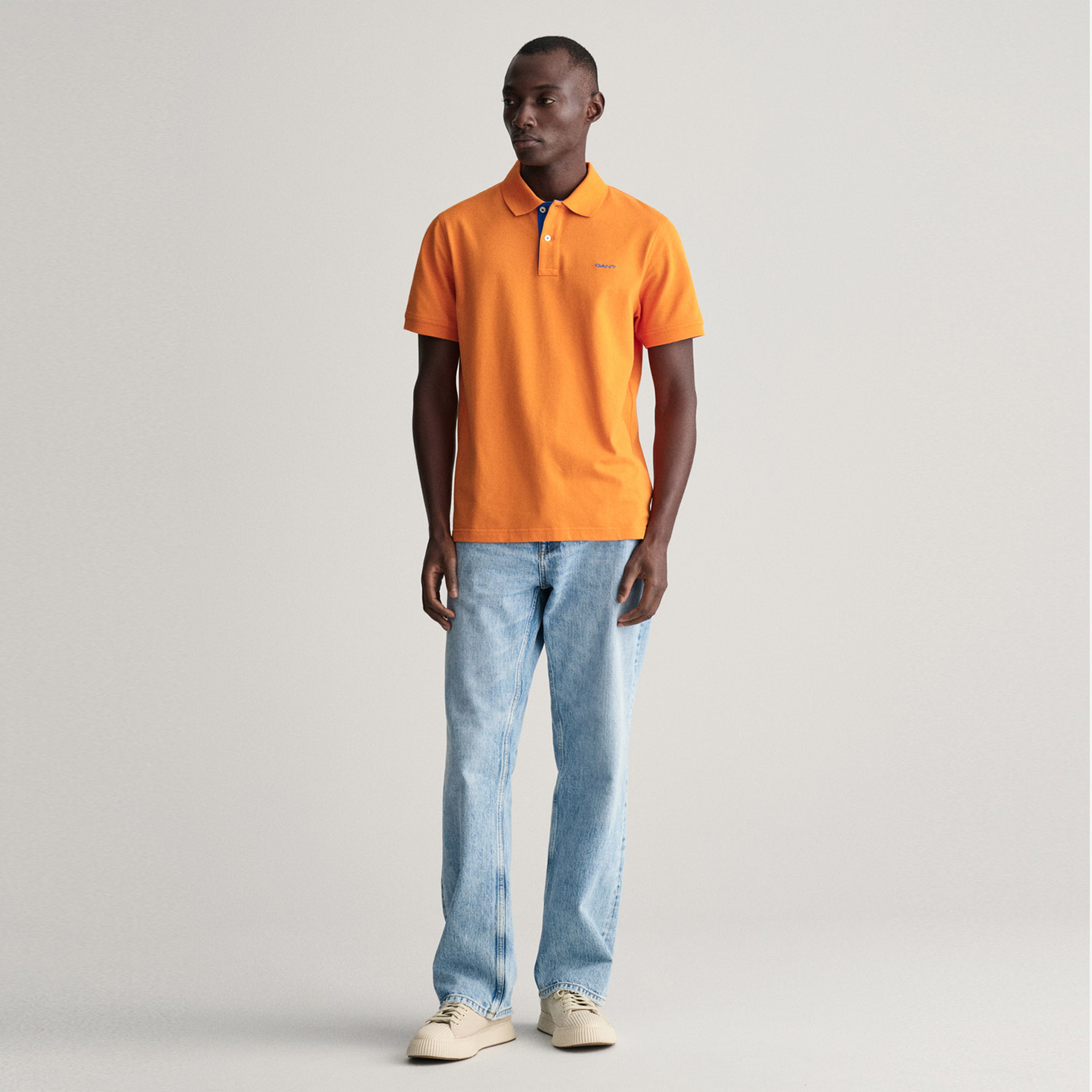 GANT Erkek Turuncu Regular Fit Polo Yaka T-Shirt
