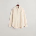 GANT Erkek Bej Regular Fit Düğmeli Yaka Keten Gömlek