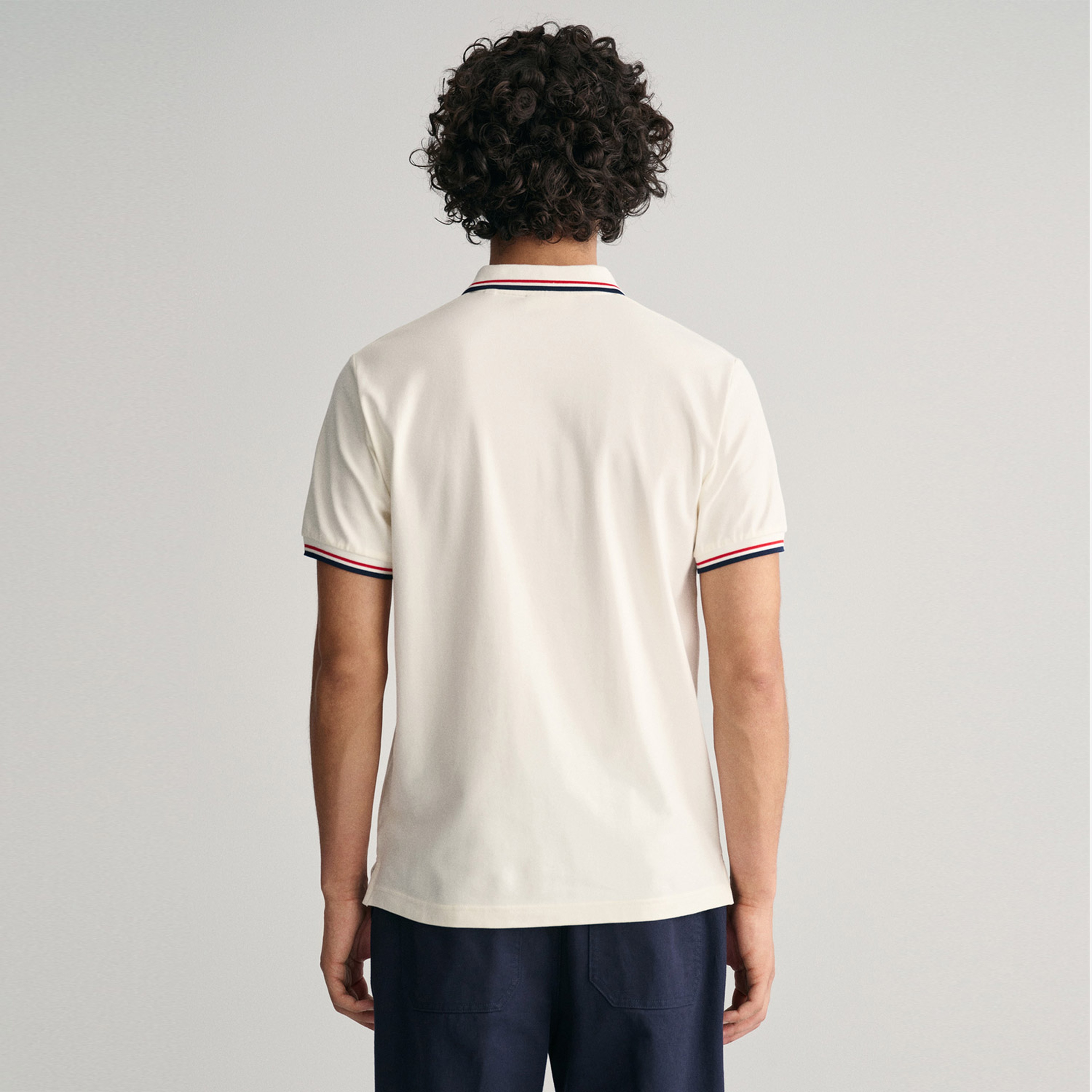 GANT Erkek Krem Regular Fit Çizgili Polo