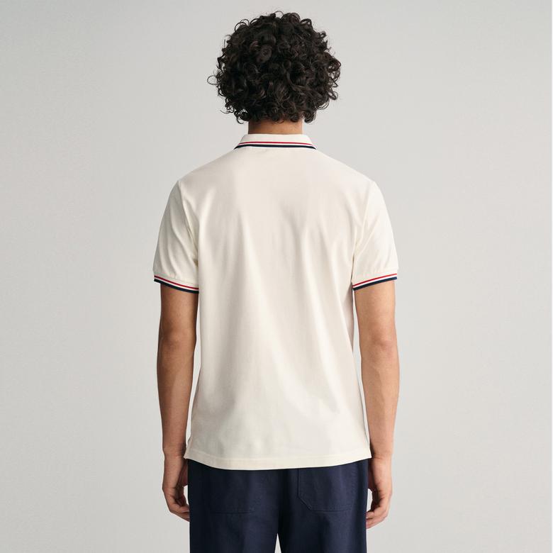 GANT Erkek Krem Regular Fit Çizgili Polo