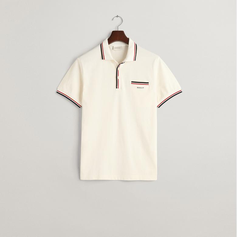 GANT Erkek Krem Regular Fit Çizgili Polo