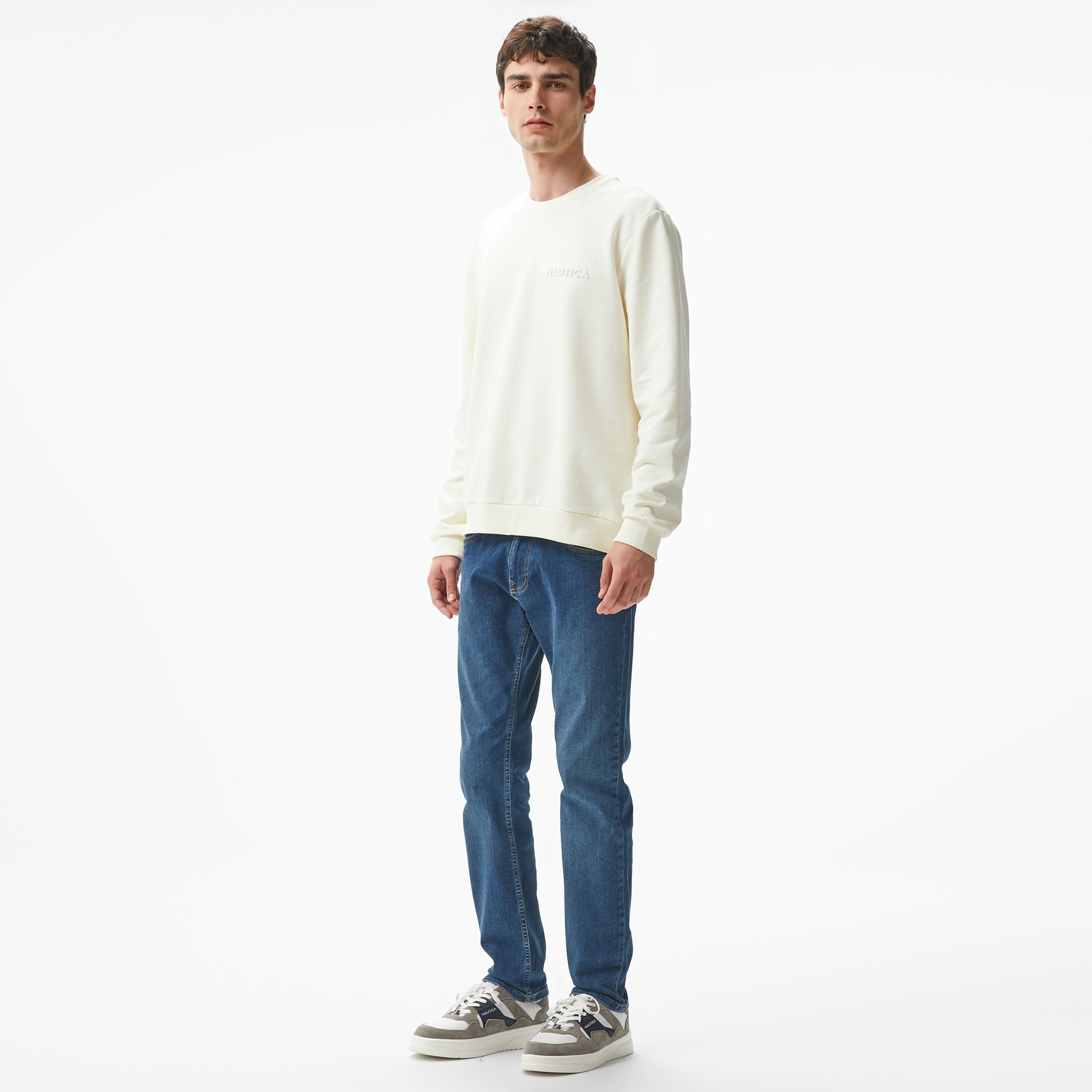 Nautica Erkek Beyaz Regular Fit Sweatshirt