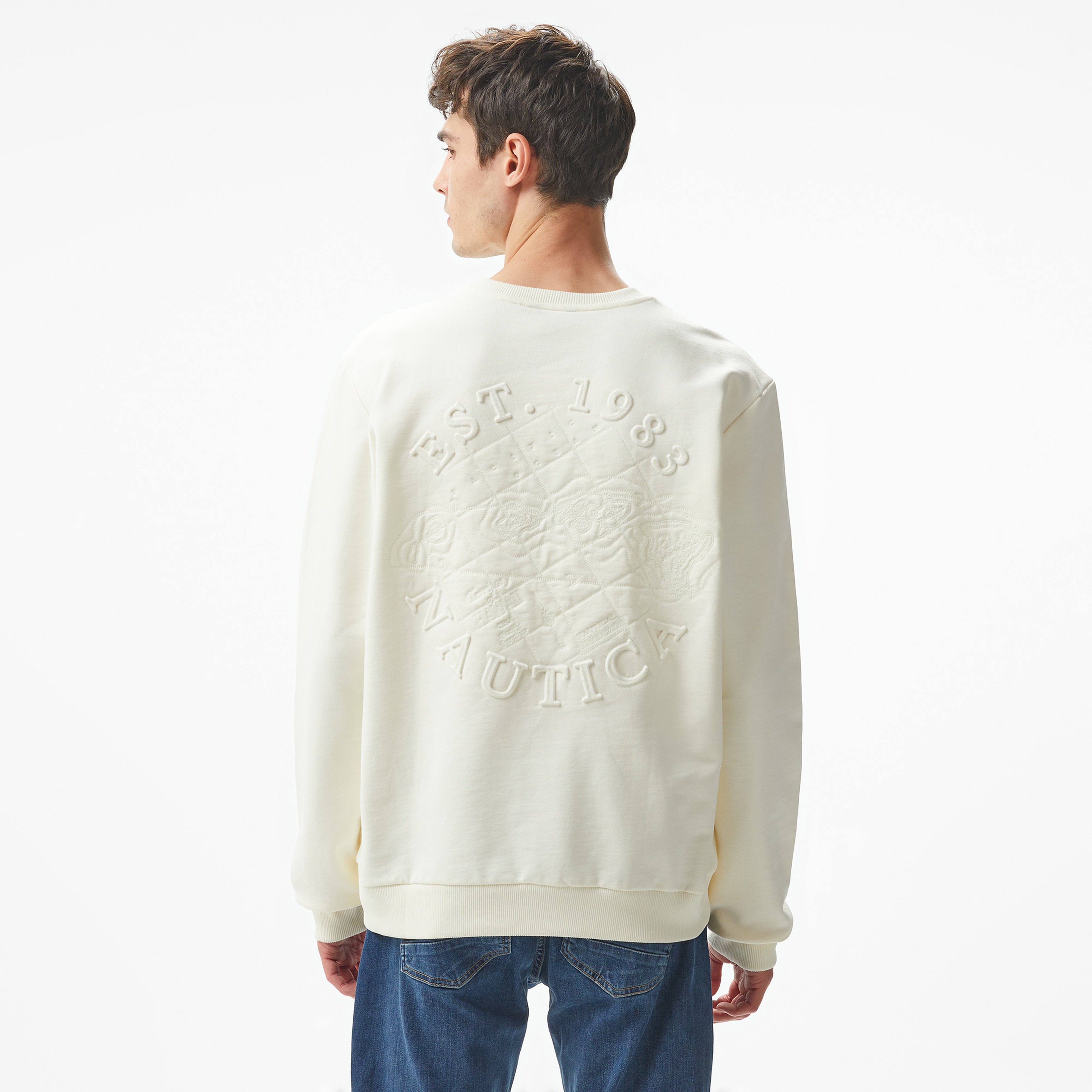 Nautica Erkek Beyaz Regular Fit Sweatshirt