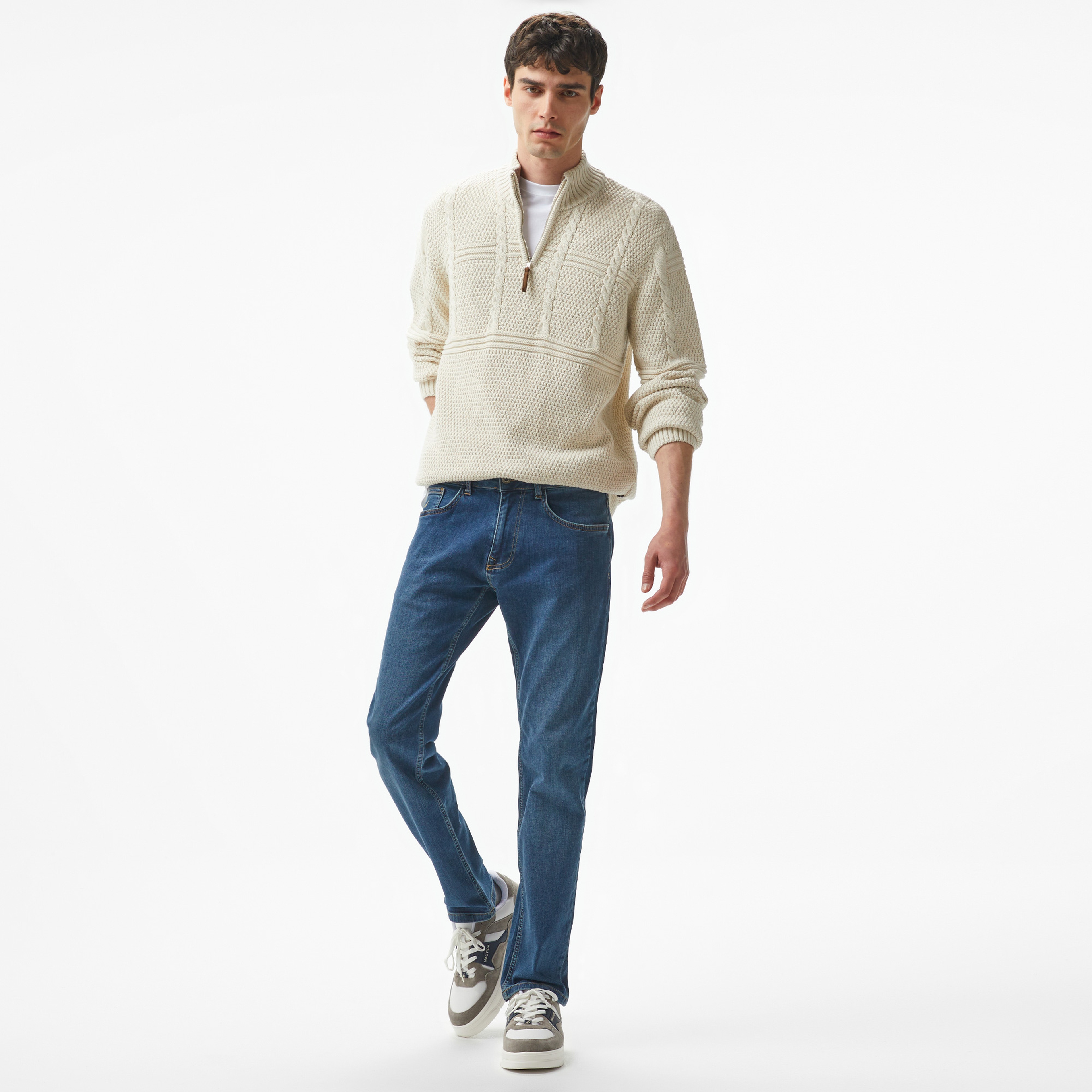 Nautica Erkek Beyaz Regular Fit Kazak