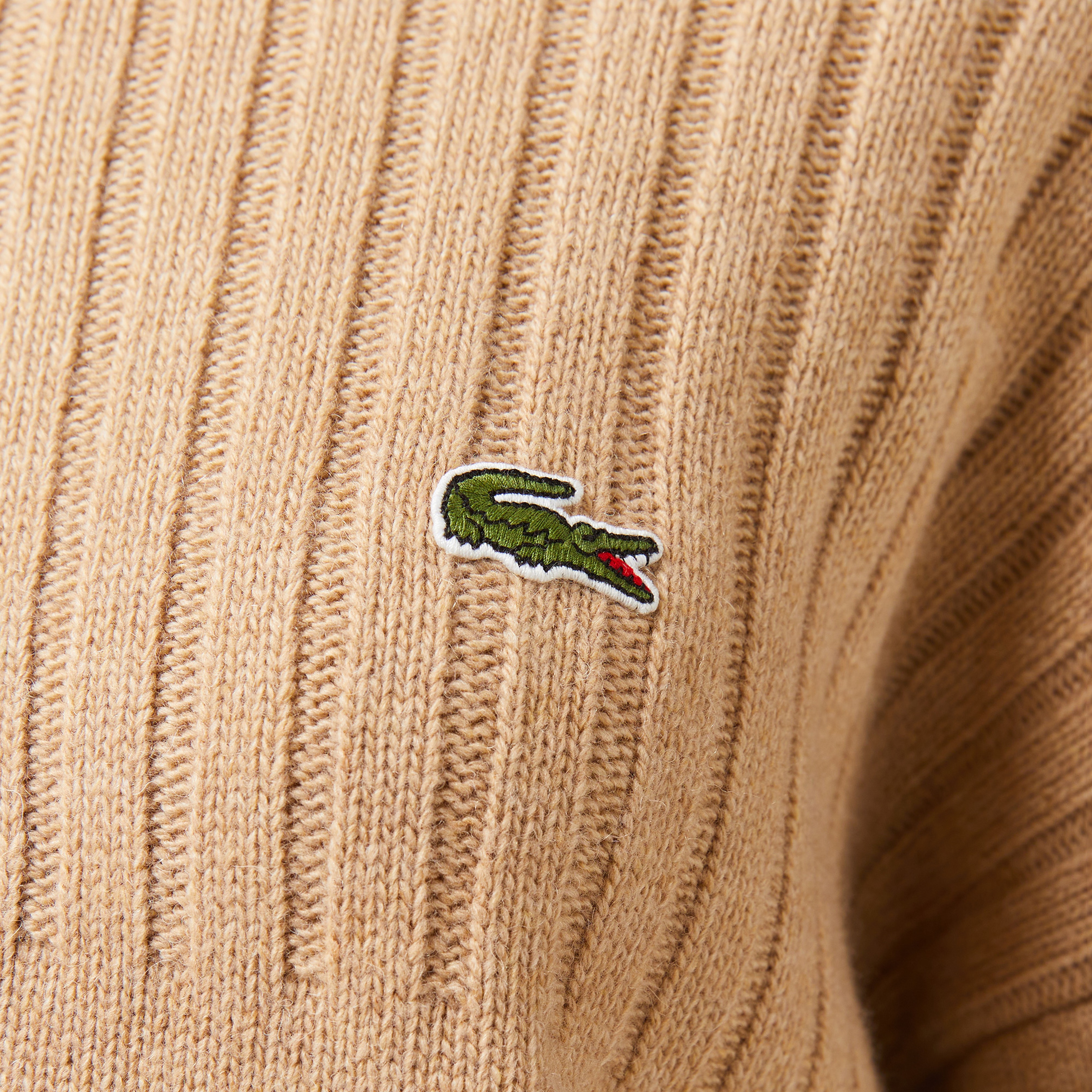 Kadın Regular Fit Yarım Fermuarlı Renk Bloklu Bej Kazak