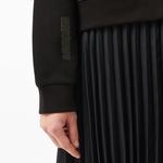 Kadın Flare Fit Uzun Kollu Yarım Fermuarlı Yaka Siyah Elbise