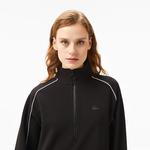 Kadın Flare Fit Uzun Kollu Yarım Fermuarlı Yaka Siyah Elbise