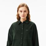 Kadın Relaxed Fit Koyu Yeşil Gömlek