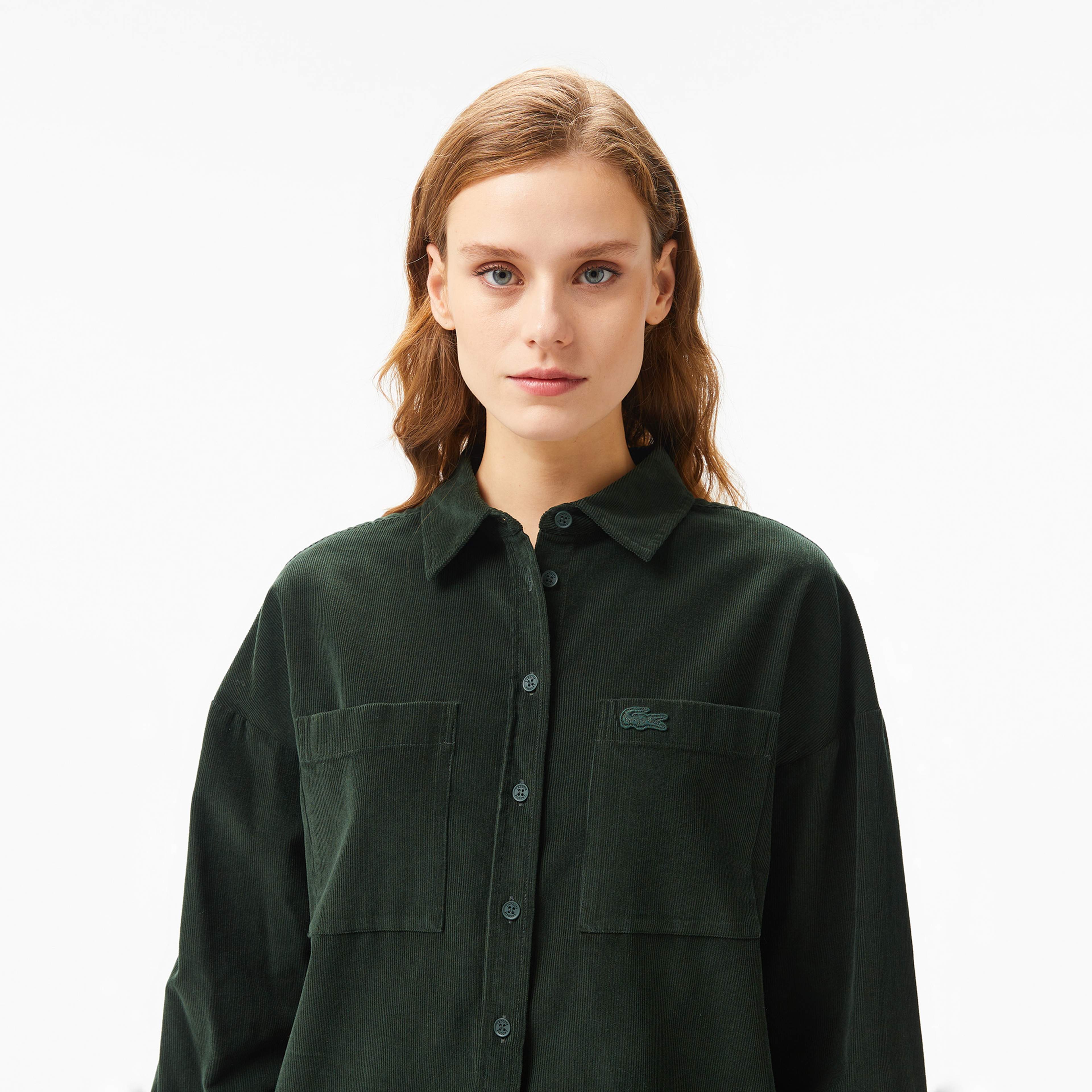 Kadın Relaxed Fit Koyu Yeşil Gömlek