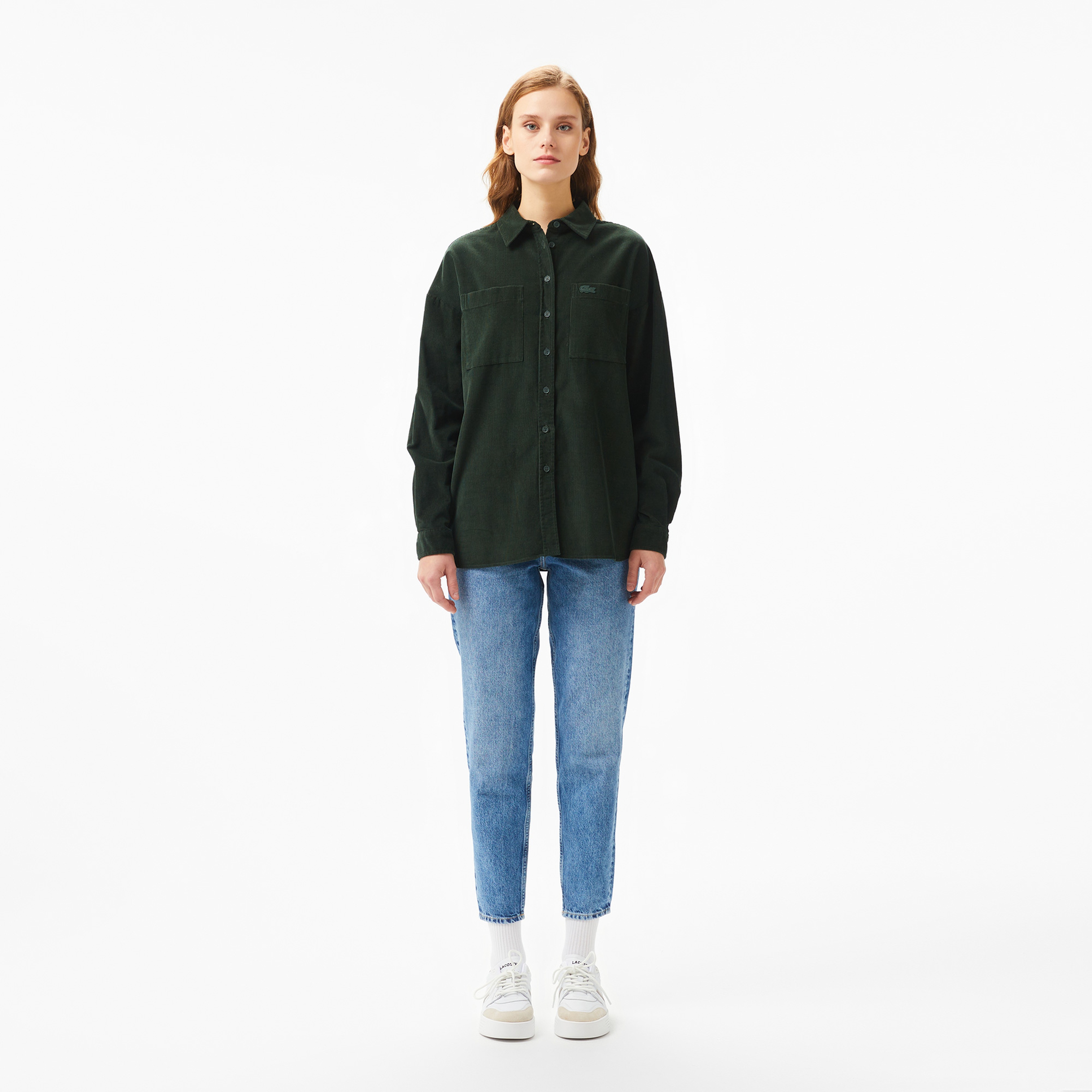 Kadın Relaxed Fit Koyu Yeşil Gömlek