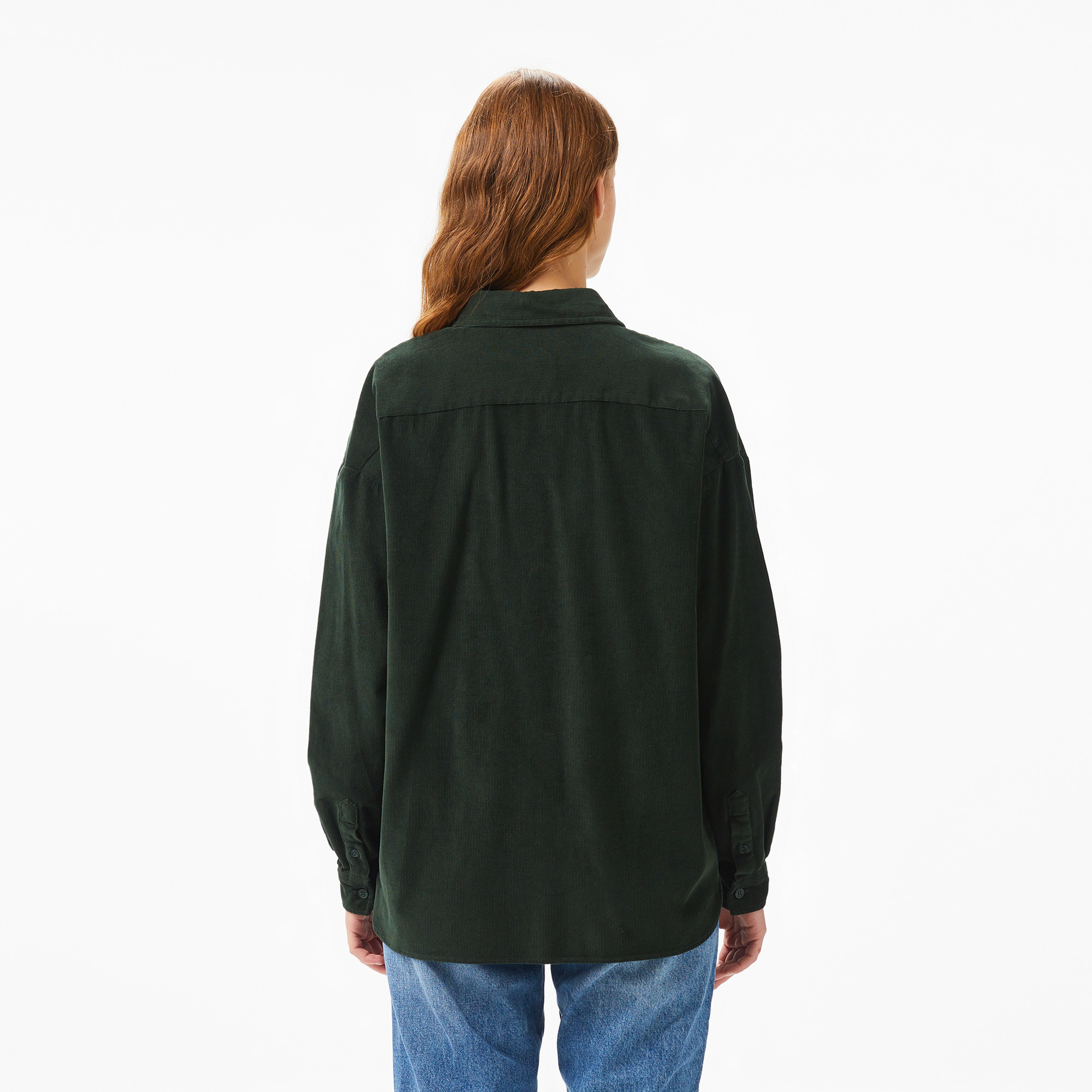 Kadın Relaxed Fit Koyu Yeşil Gömlek