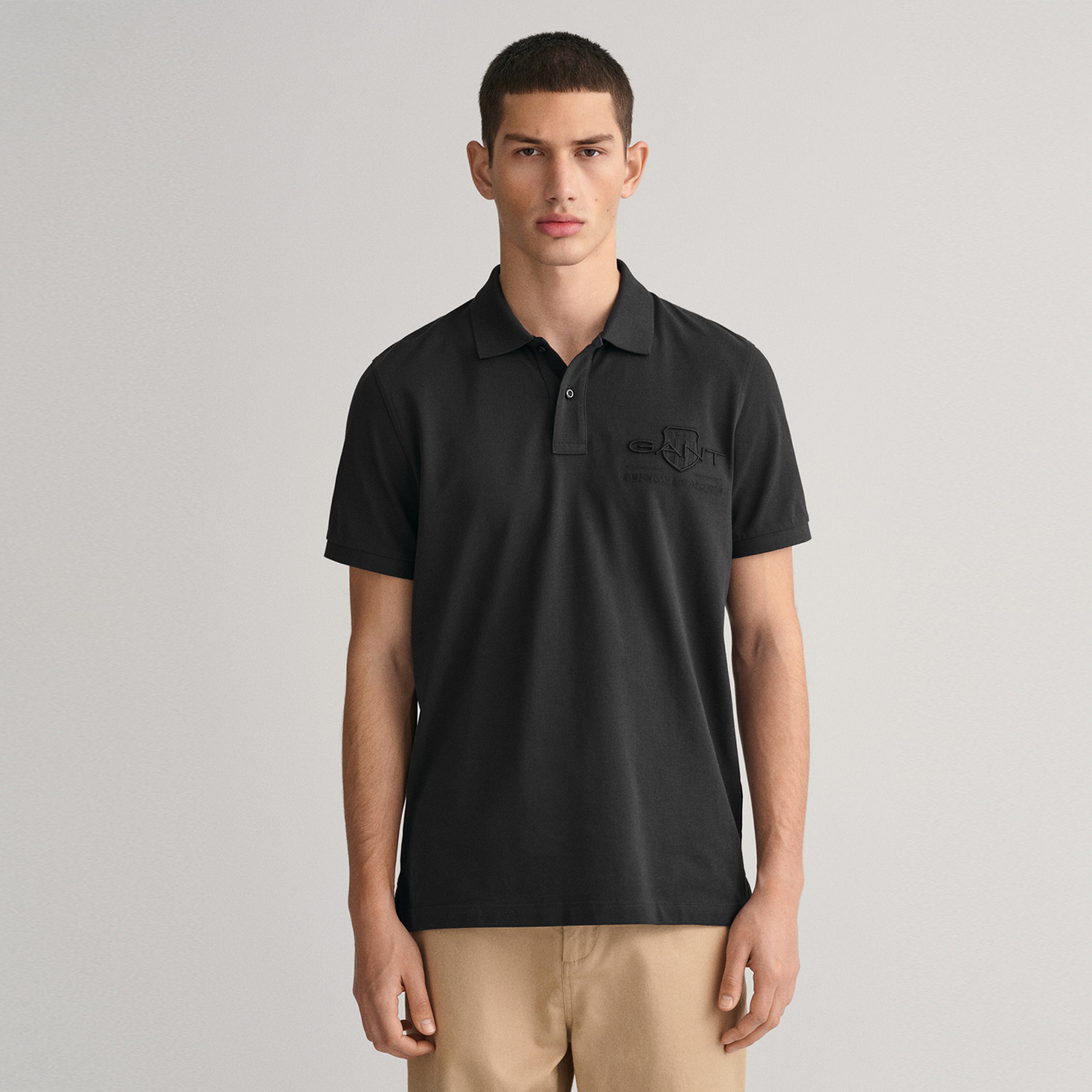 GANT Erkek Siyah Regular Fit Logolu Polo