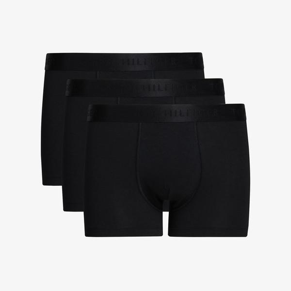 Tommy Hilfiger Trunk 3'lü Siyah Bantlı Lüks Erkek Siyah Boxer