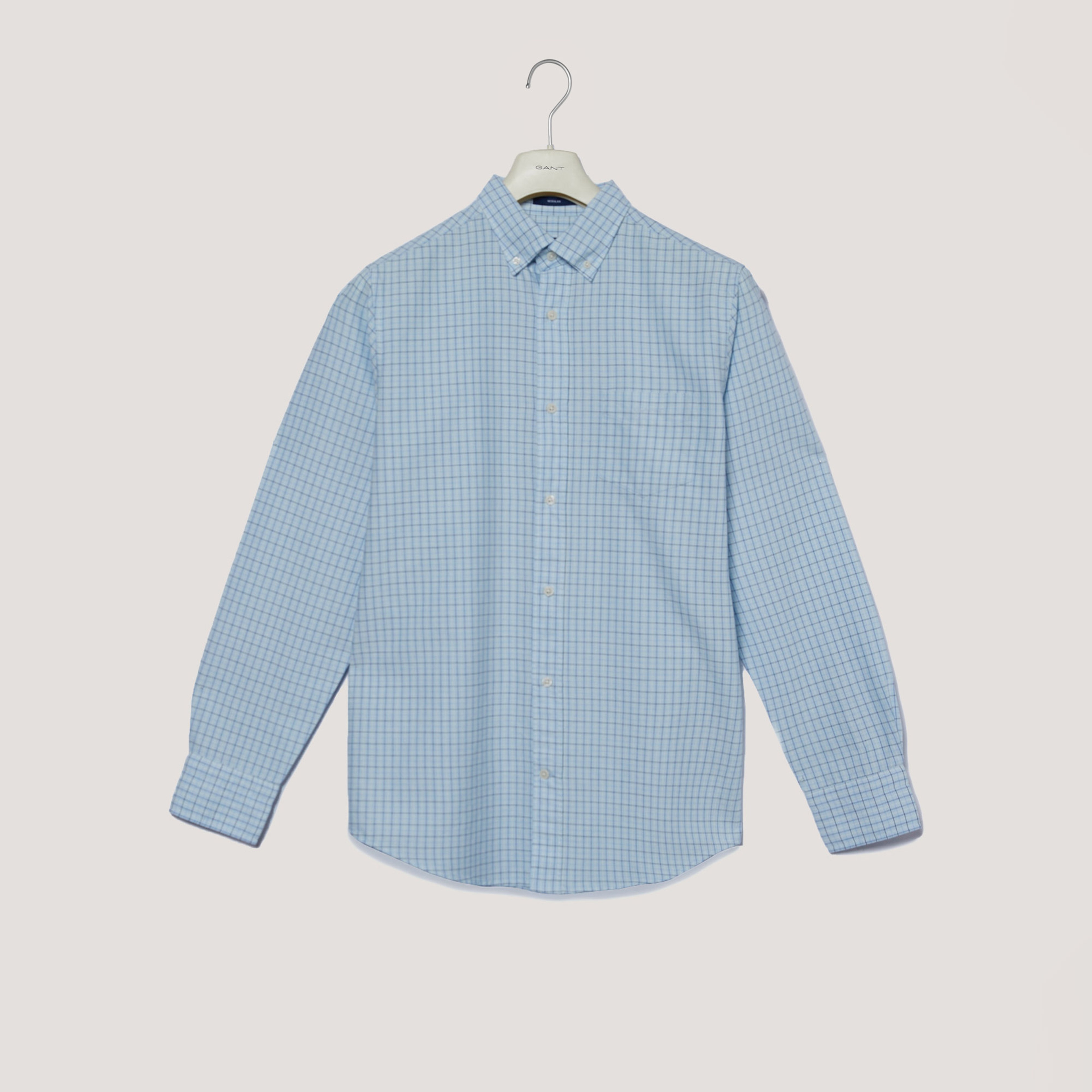 GANT Erkek Mavi Regular Fit Düğmeli Yaka Kareli Gömlek