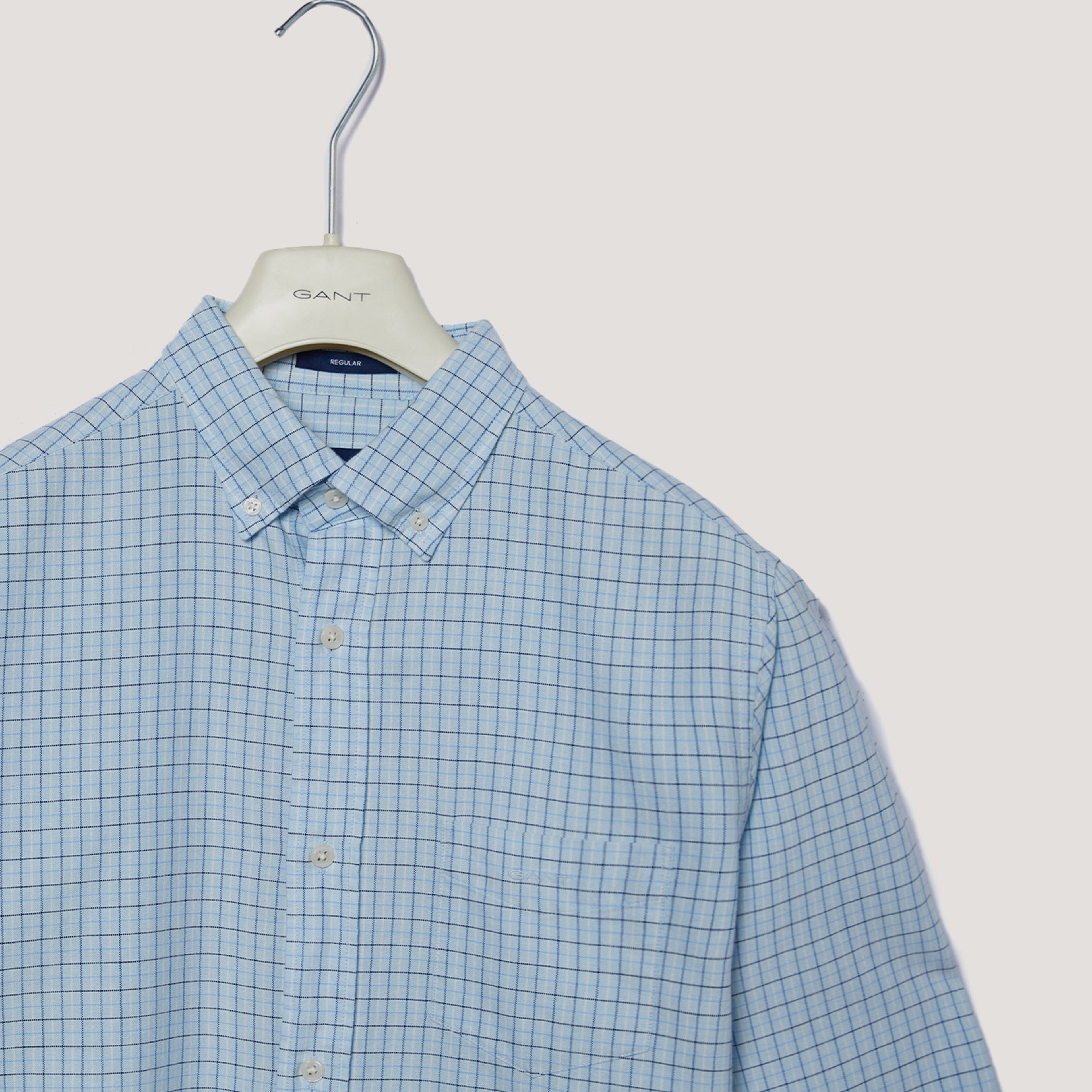 GANT Erkek Mavi Regular Fit Düğmeli Yaka Kareli Gömlek