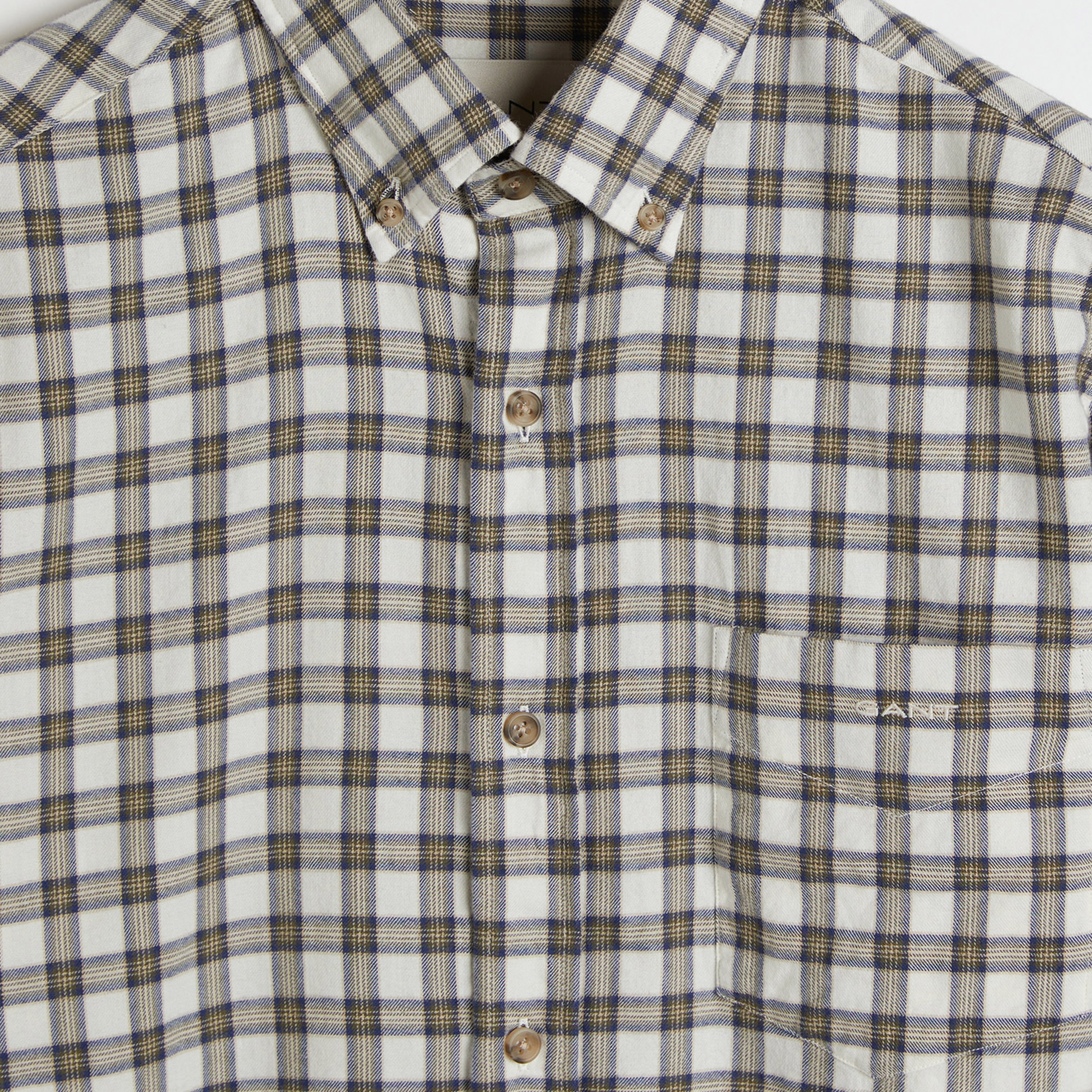 GANT Erkek Krem Regular Fit Düğmeli Yaka Kareli Gömlek