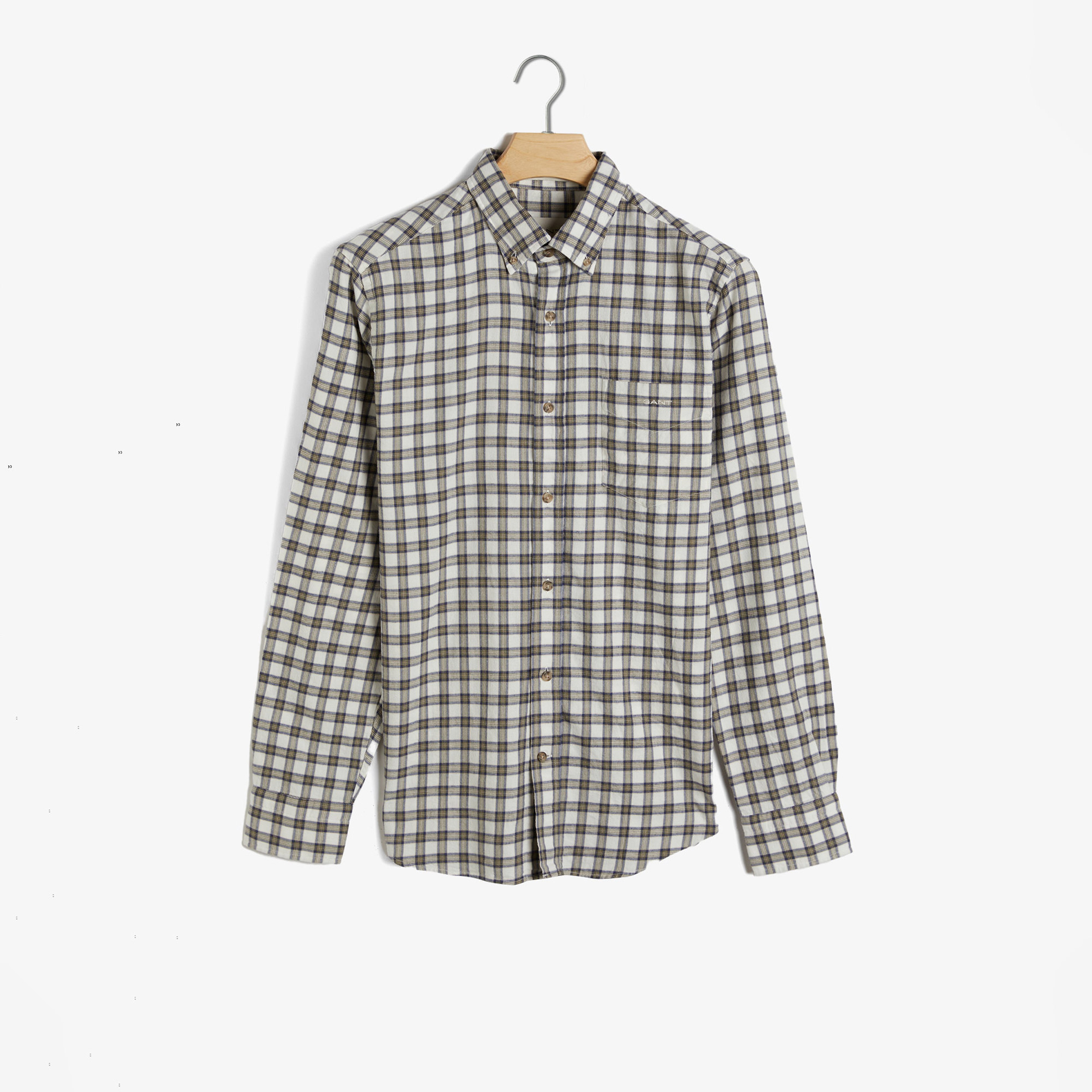 GANT Erkek Krem Regular Fit Düğmeli Yaka Kareli Gömlek