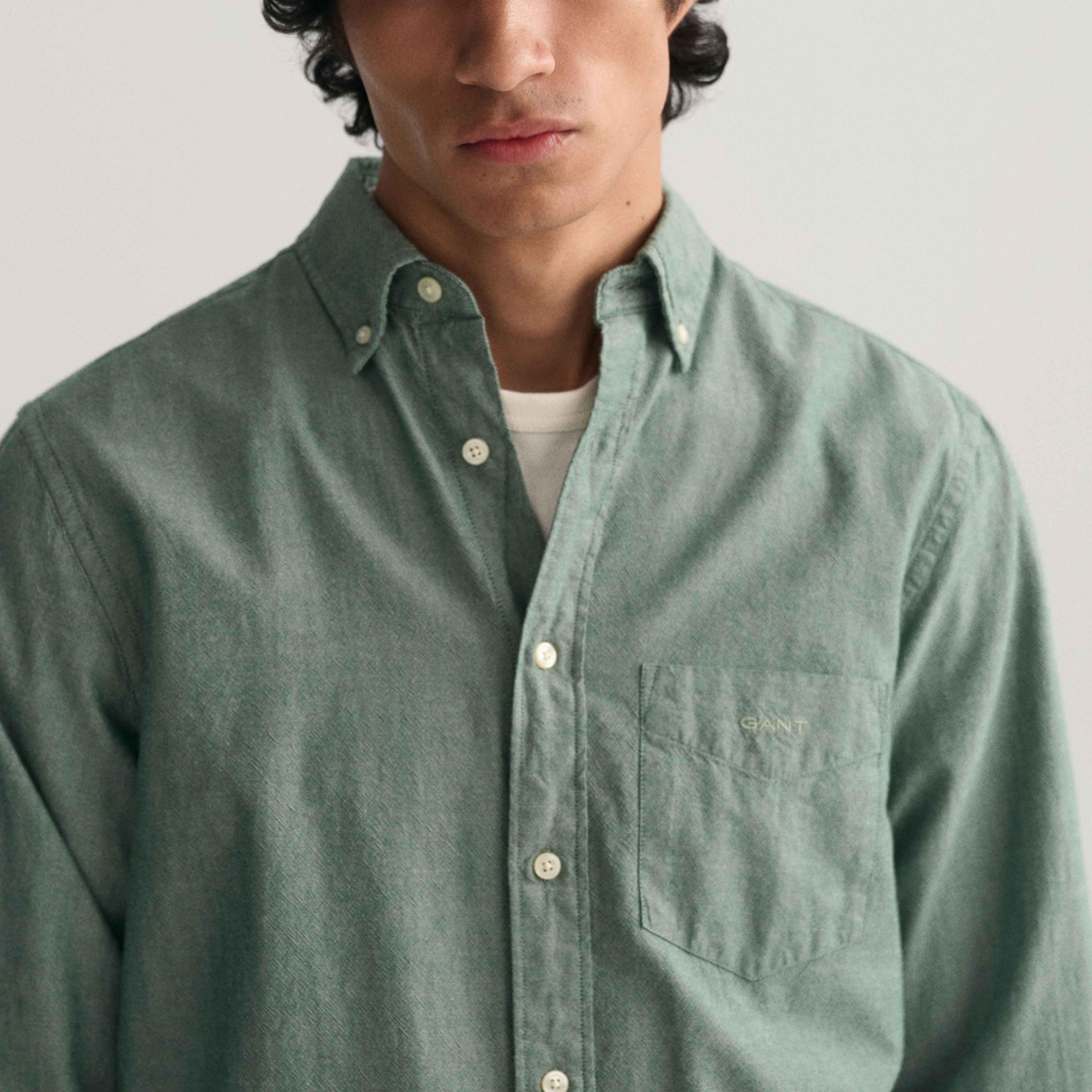 GANT Erkek Yeşil Regular Fit Düğmeli Yaka Gömlek