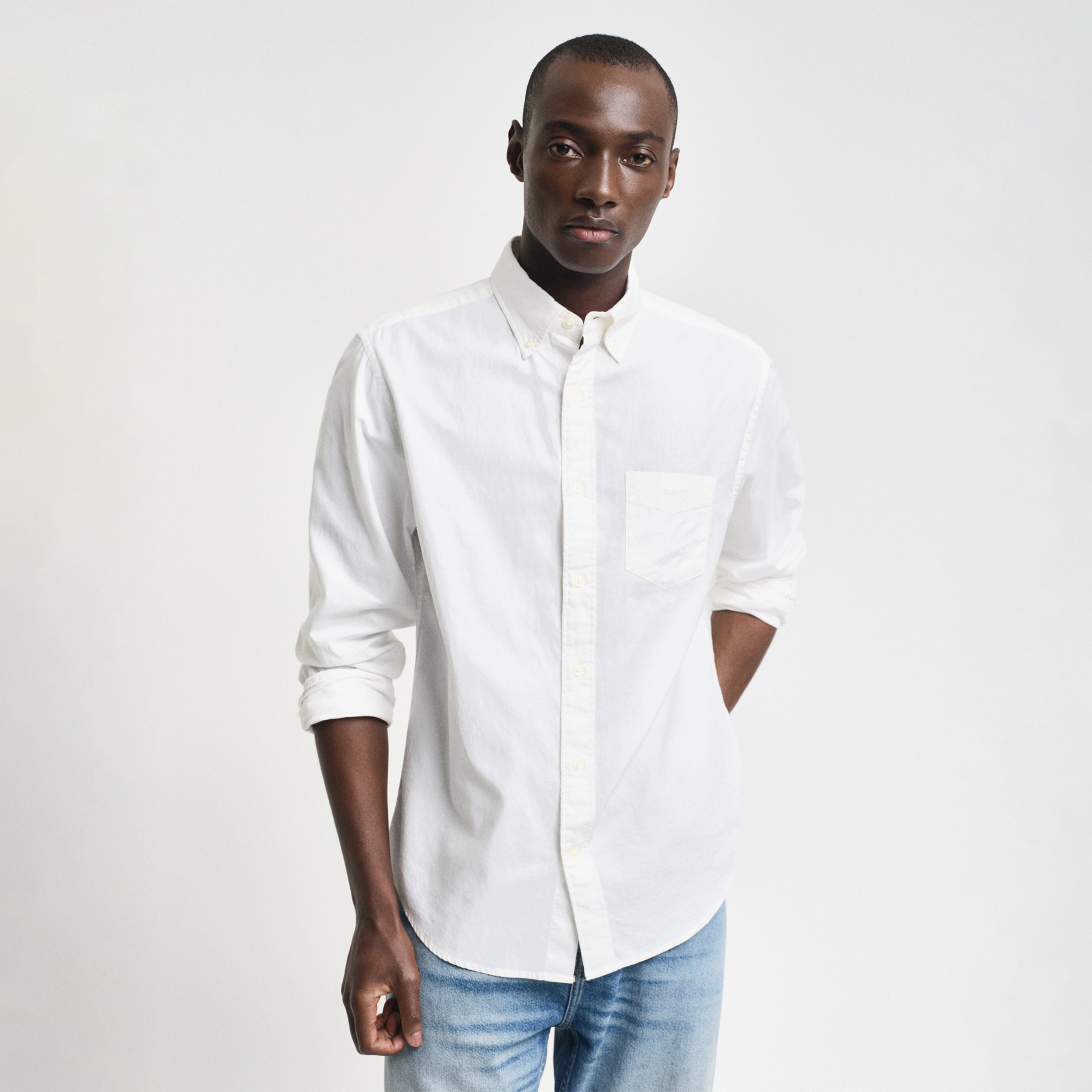 GANT Erkek Beyaz Regular Fit Düğmeli Yaka Gömlek