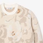 Kadın Relaxed Fit Bisiklet Yaka Desenli Krem Kazak