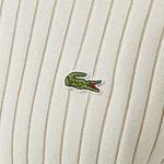 Erkek Relaxed Fit Yarım Fermuarlı Çizgili Krem Triko