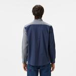 Erkek Relaxed Fit Düğmeli Yaka Ekose Lacivert Gömlek