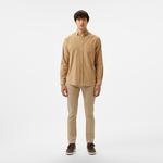 Erkek Regular Fit Düğmeli Yaka Bej Gömlek