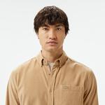 Erkek Regular Fit Düğmeli Yaka Bej Gömlek