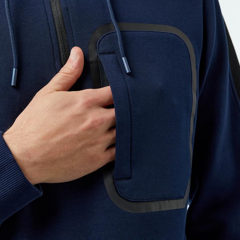 Erkek Relaxed Fit Kapüşonlu Lacivert Sweatshirt