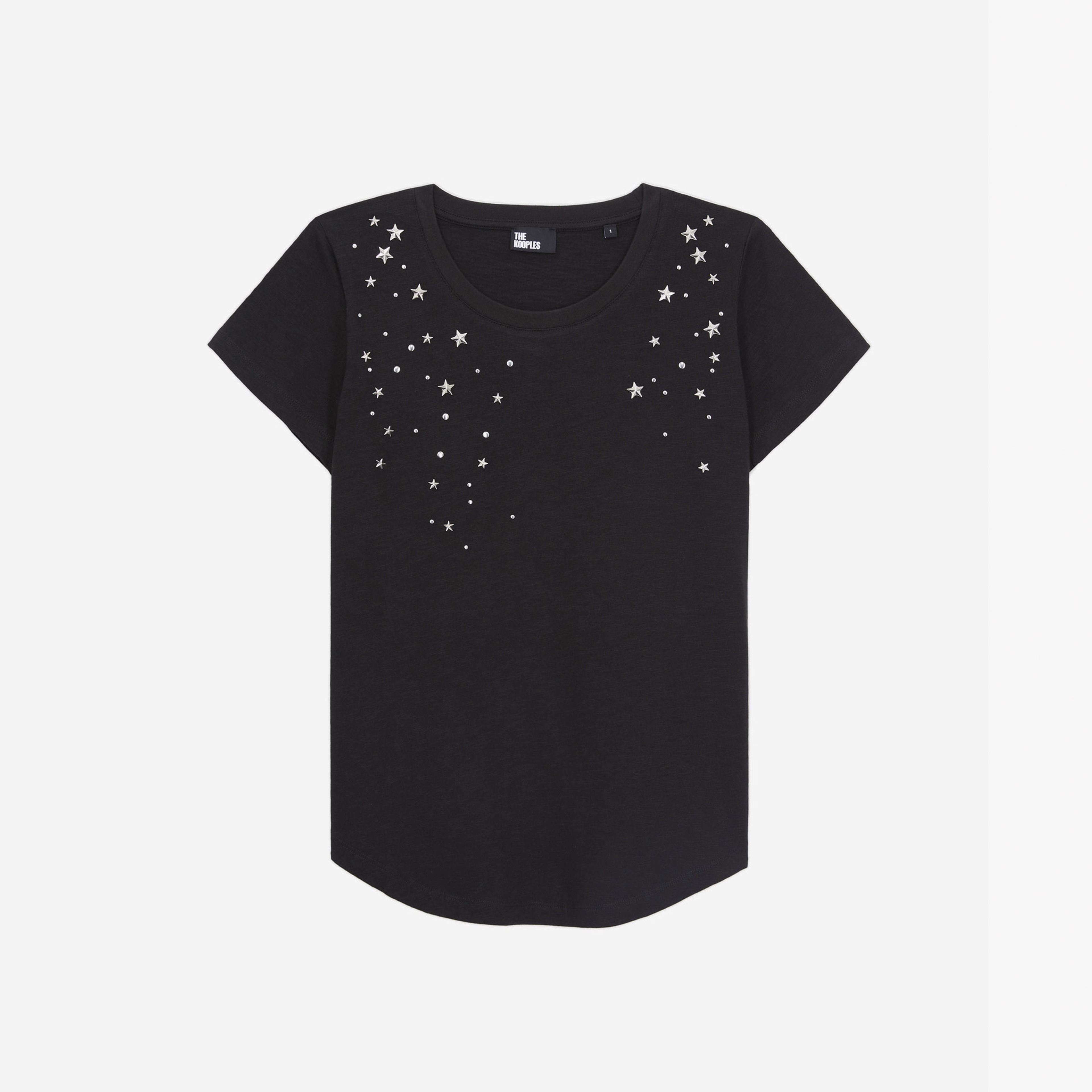 KADIN BİSİKLET YAKA BASKILI SİYAH T-SHIRT