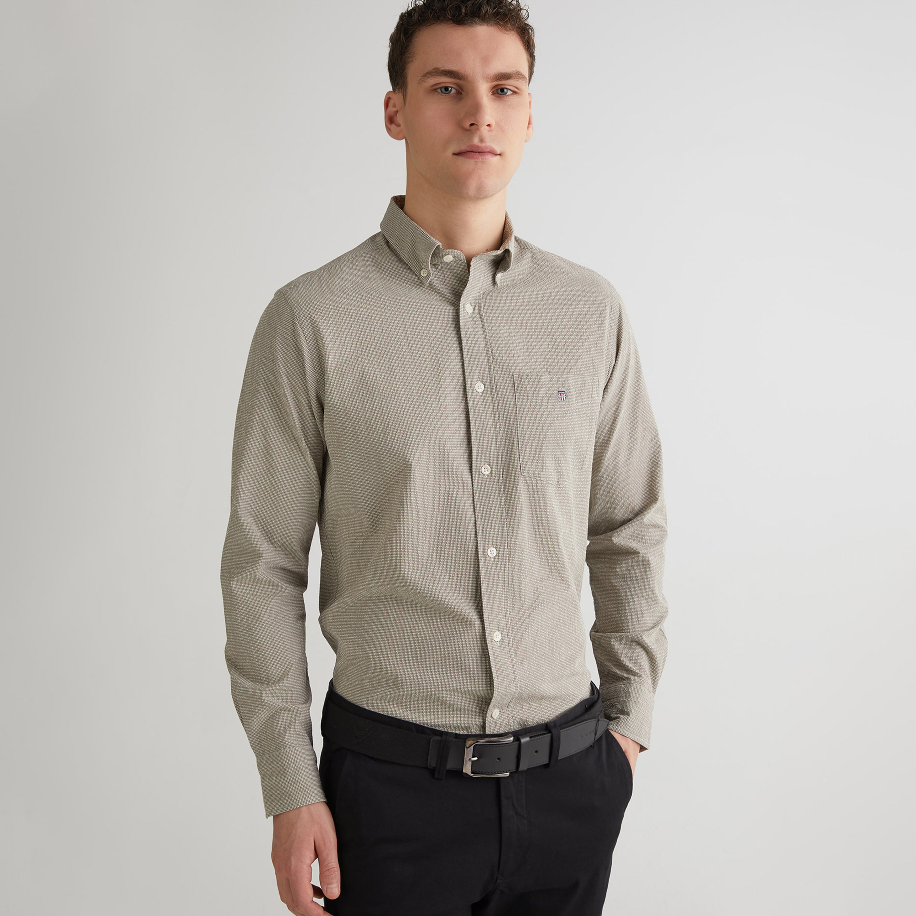 GANT Erkek Bej Regular Fit Klasik Yaka Gömlek