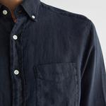 GANT Erkek Siyah Regular Fit Düğmeli Yaka Keten Gömlek