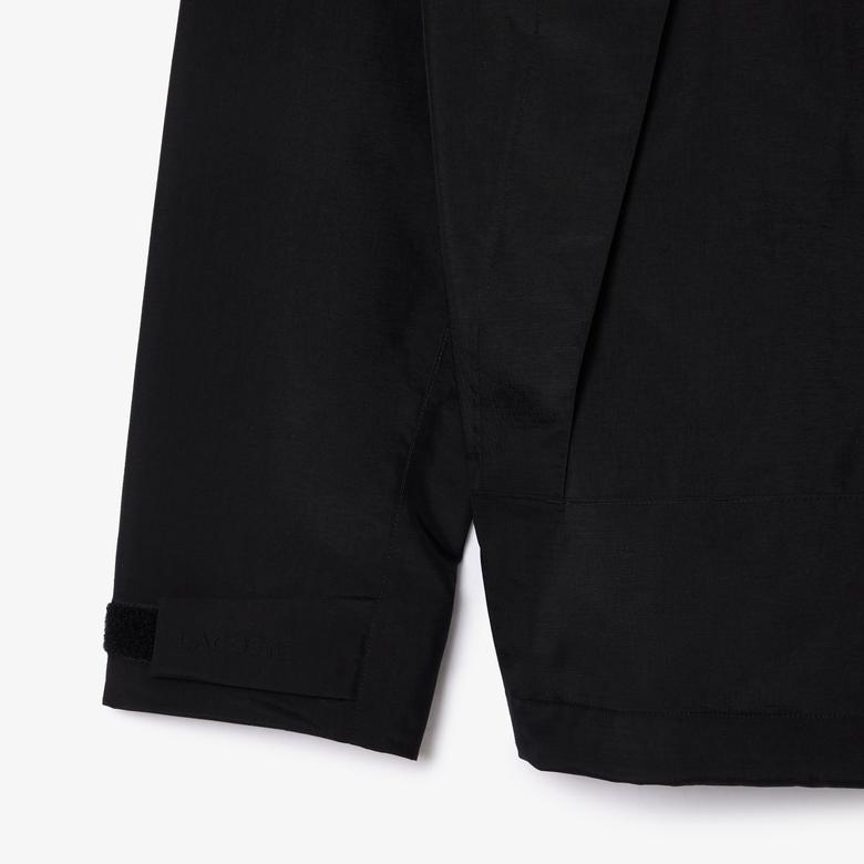 Erkek Regular Fit Kapüşonlu Siyah Yağmurluk