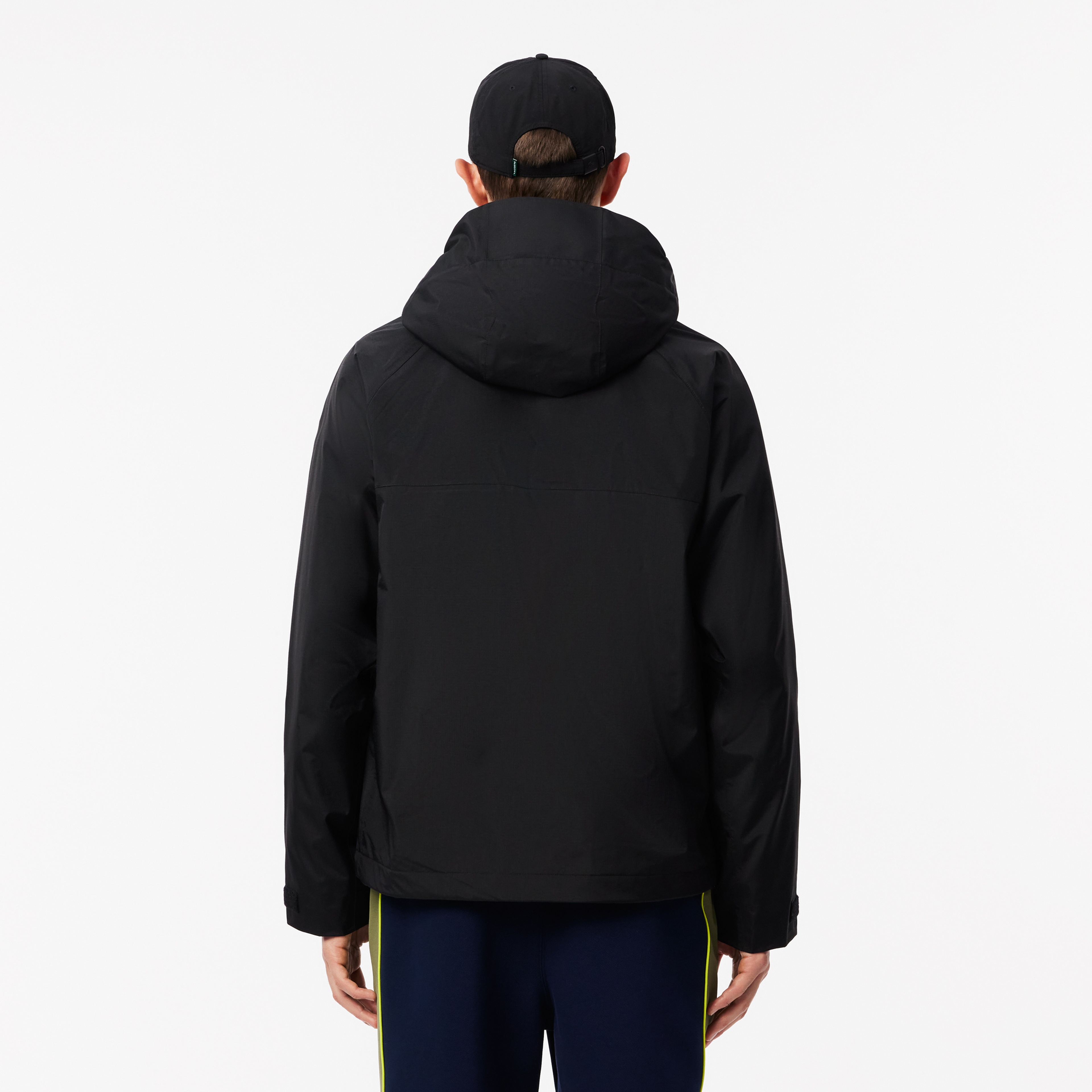 Erkek Regular Fit Kapüşonlu Siyah Yağmurluk