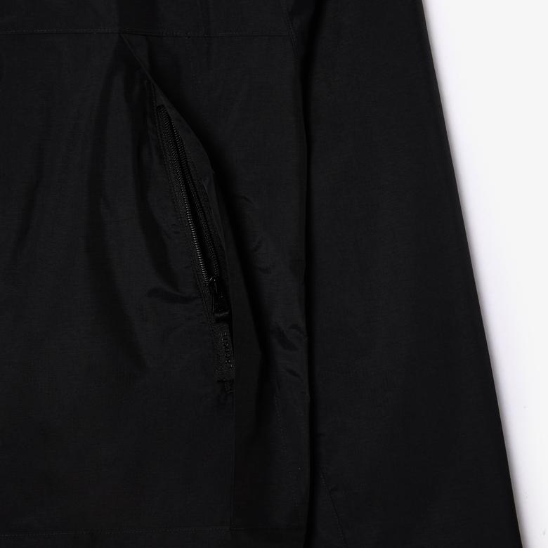 Erkek Regular Fit Kapüşonlu Siyah Yağmurluk