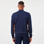 Erkek Relaxed Fit Yarım Fermuarlı Renk Bloklu Lacivert Kazak