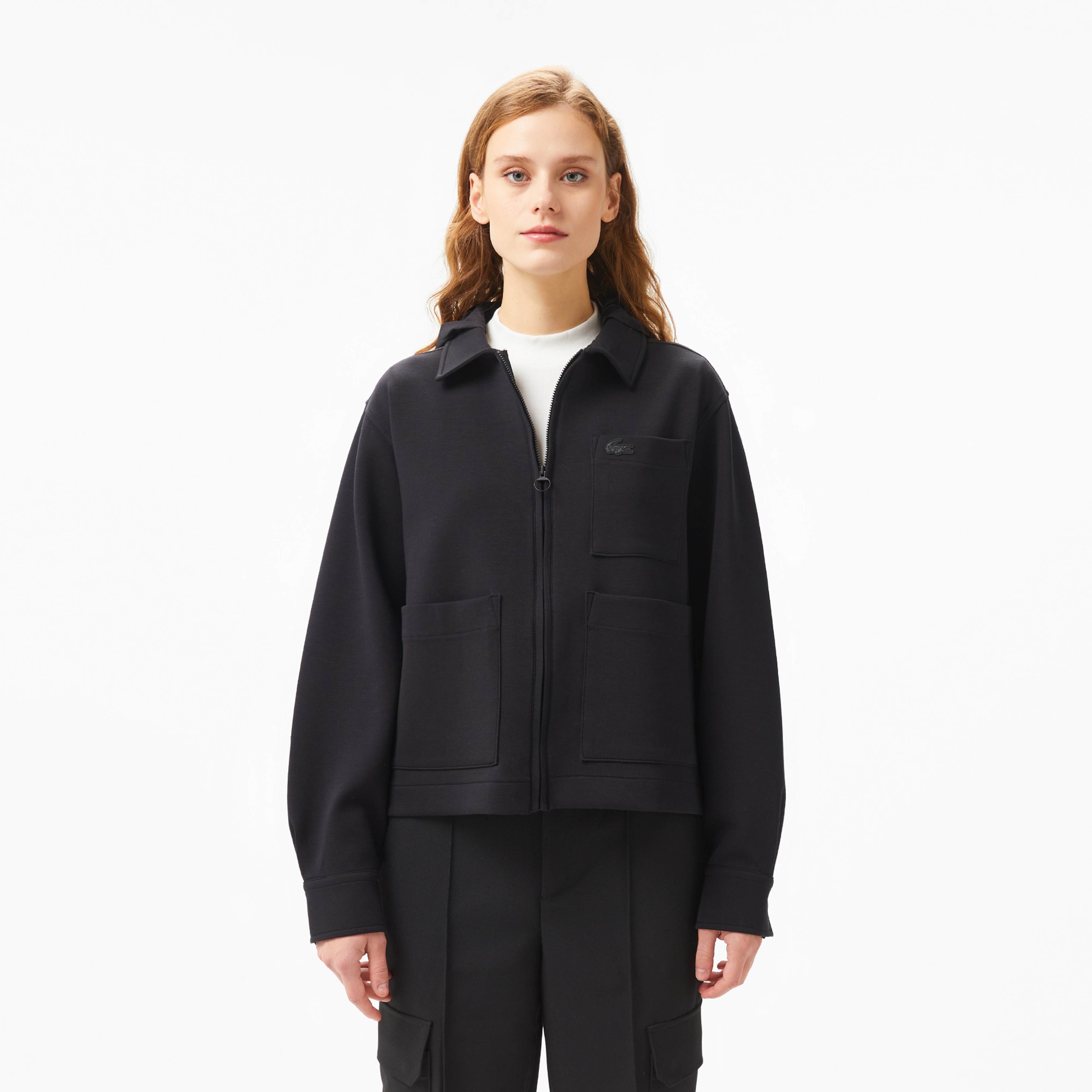 Kadın Relaxed Fit Kapüşonlu Siyah Ceket