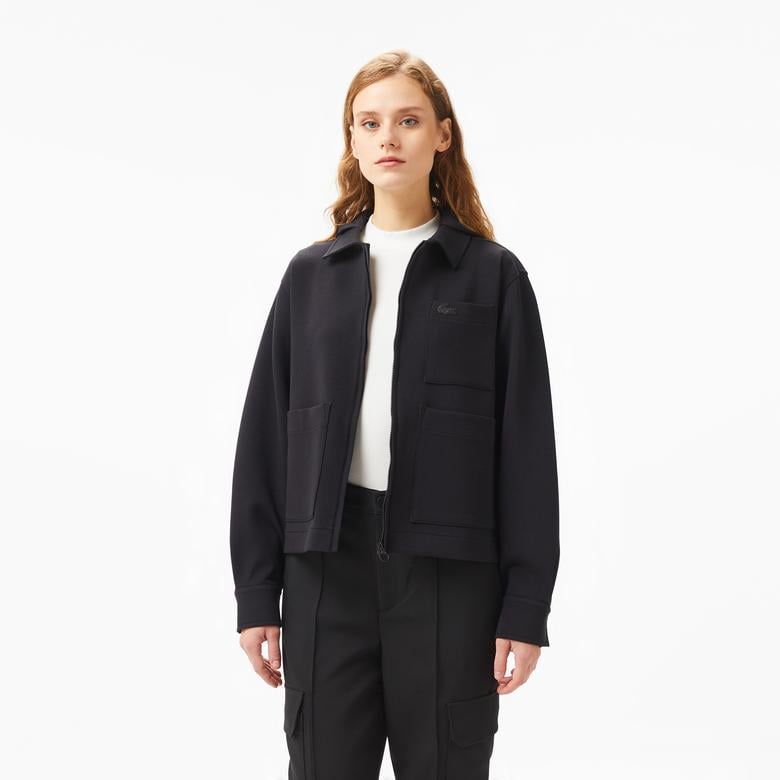 Kadın Relaxed Fit Kapüşonlu Siyah Ceket