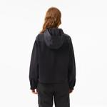 Kadın Relaxed Fit Kapüşonlu Siyah Ceket