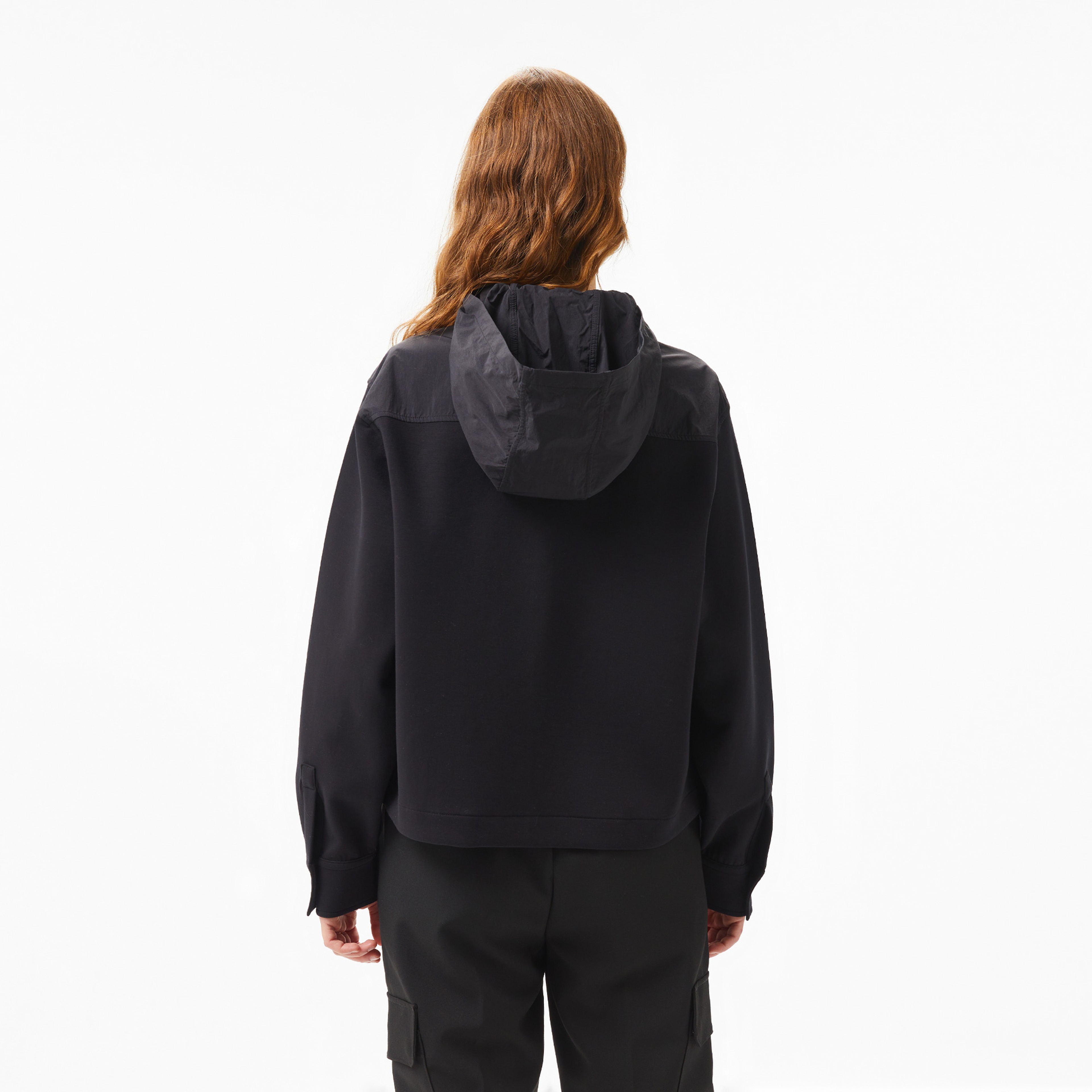 Kadın Relaxed Fit Kapüşonlu Siyah Ceket