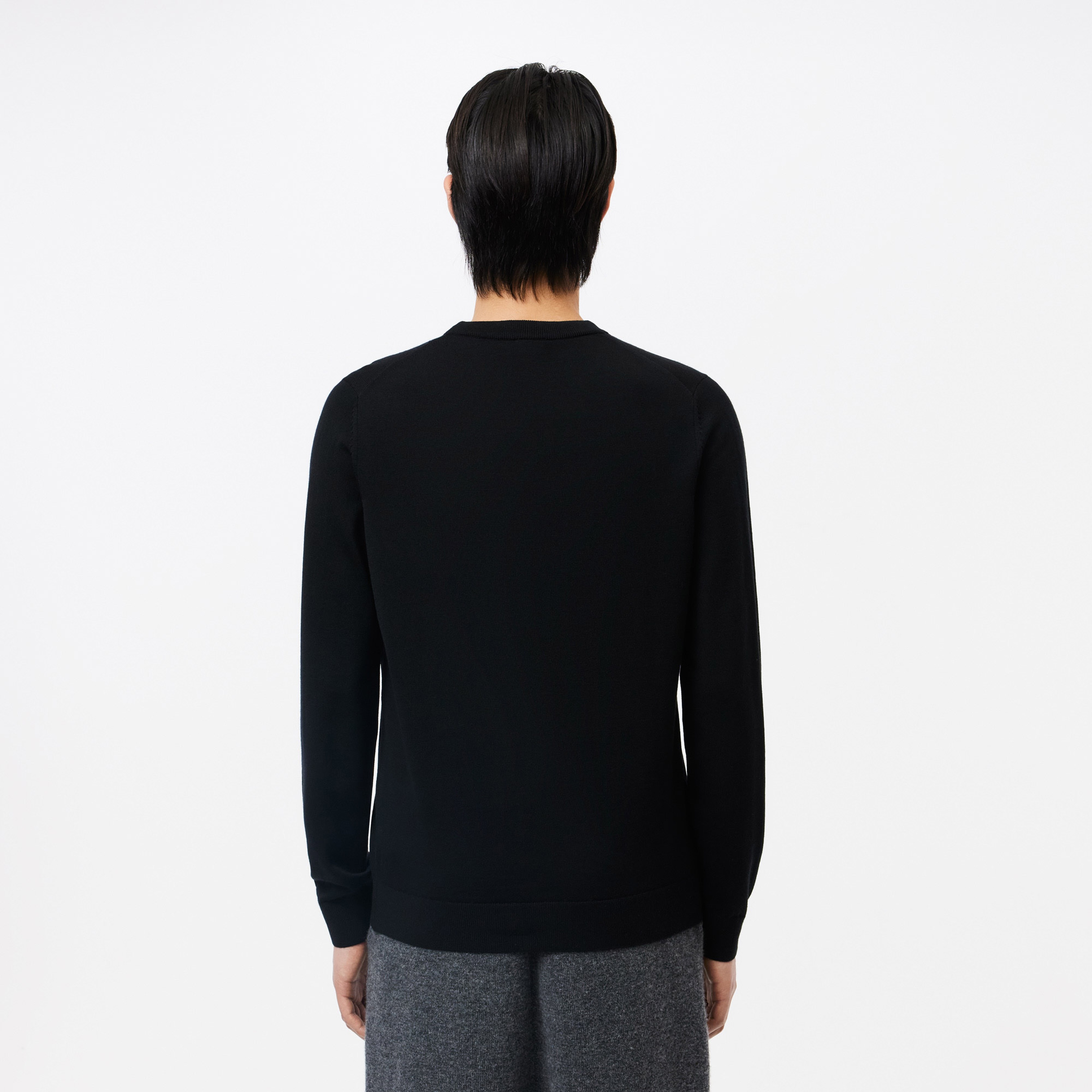 Erkek Regular Fit Bisiklet Yaka Yün Siyah Triko