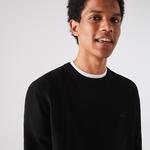 Erkek Regular Fit Bisiklet Yaka Yün Siyah Triko