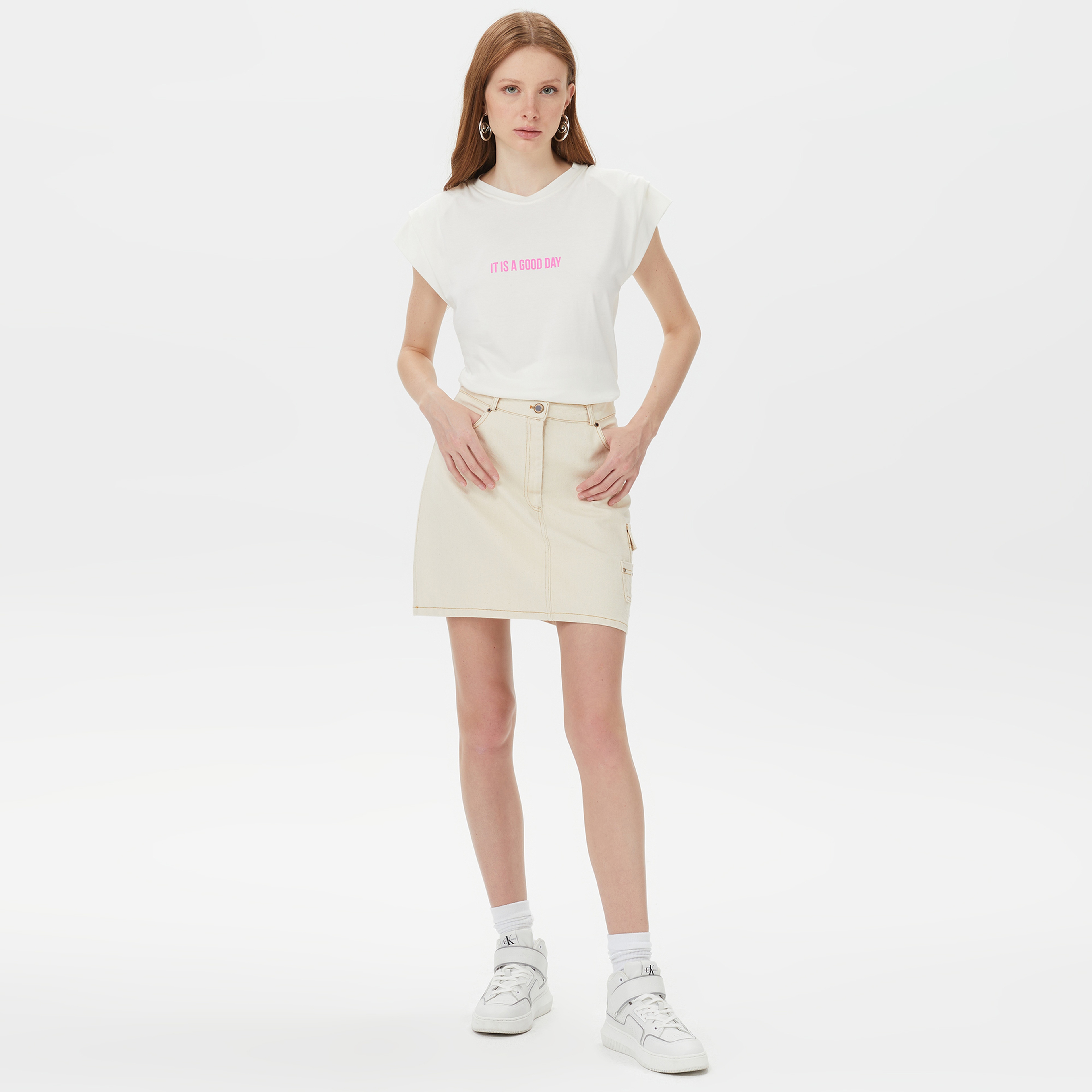 Sorbe Kadın Beyaz T-Shirt