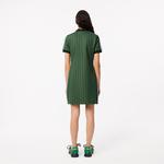 Kadın Slim Fit Kısa Kollu Polo Yaka Monogram Koyu Yeşil Elbise