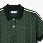 Kadın Slim Fit Kısa Kollu Polo Yaka Monogram Koyu Yeşil Elbise