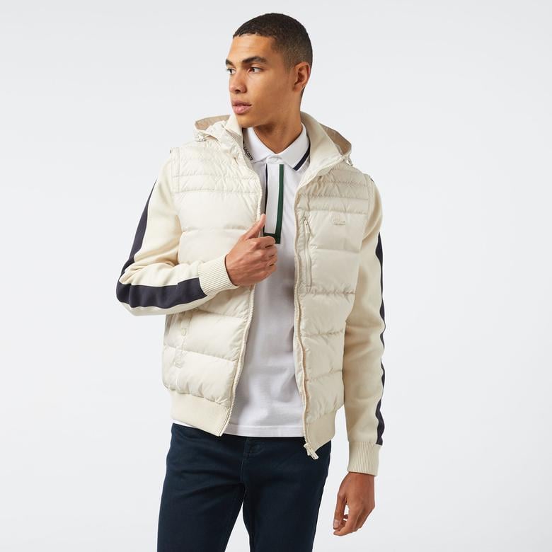 Erkek Kapüşonlu Krem Mont