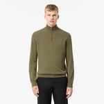 Lacoste Erkek Regular Fit Yarım Fermuarlı Organik Pamuk Haki Kazak