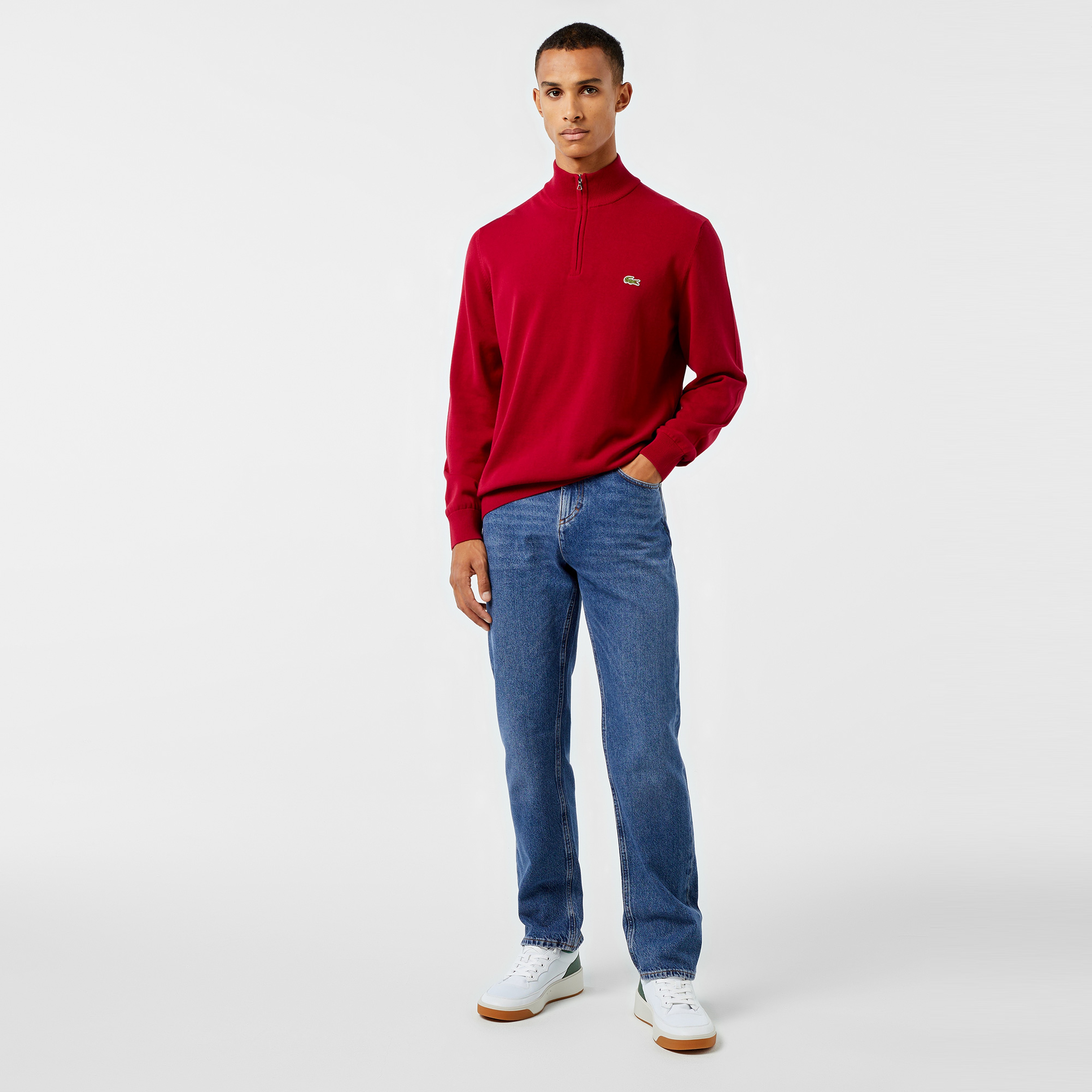 Lacoste Regular Fit Yarım Fermuarlı Erkek Kırmızı Kazak