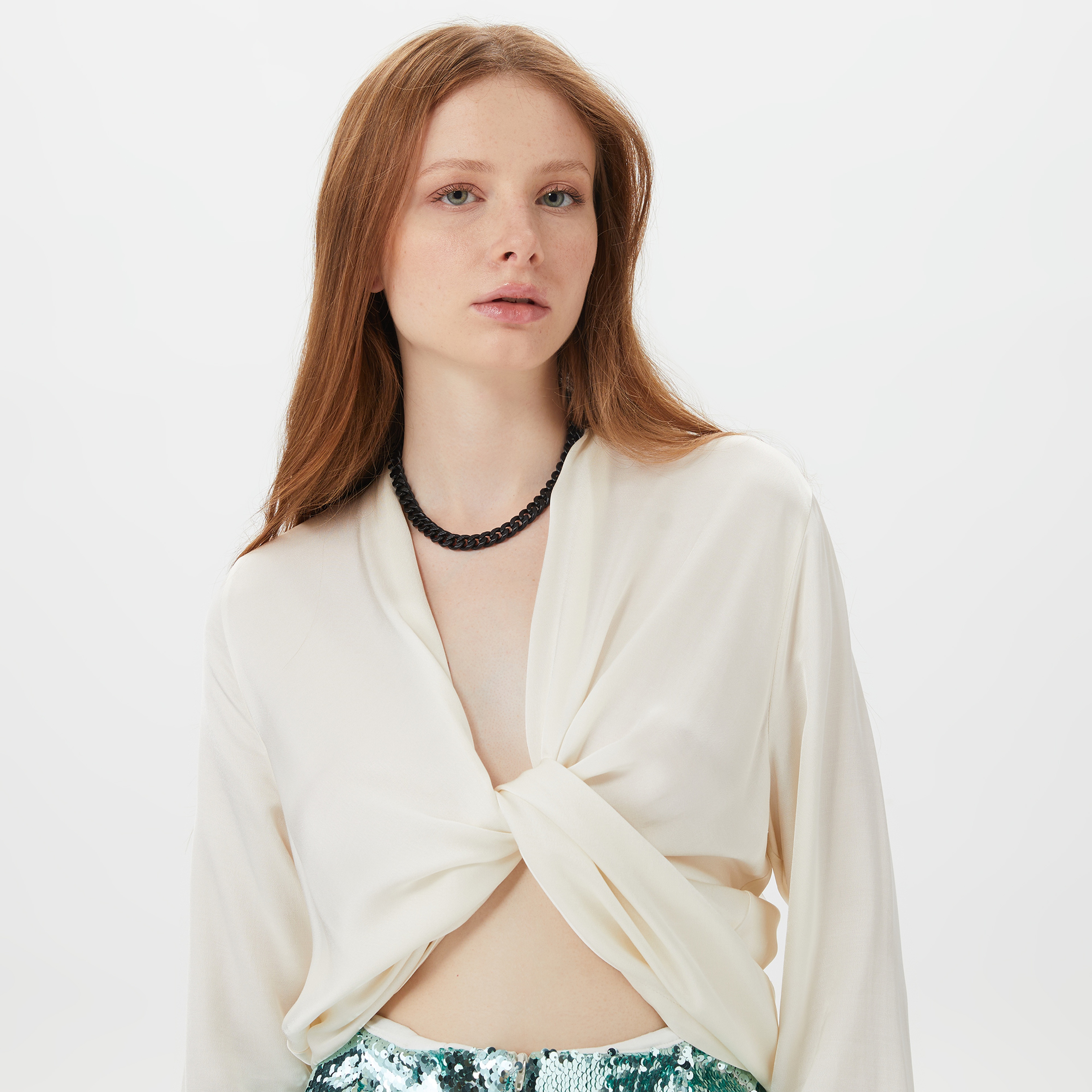 Sorbe Wrap Kadın Ekru Gömlek