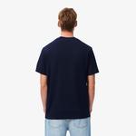 Erkek Classic Fit Bisiklet Yaka Baskılı Lacivert T-Shirt